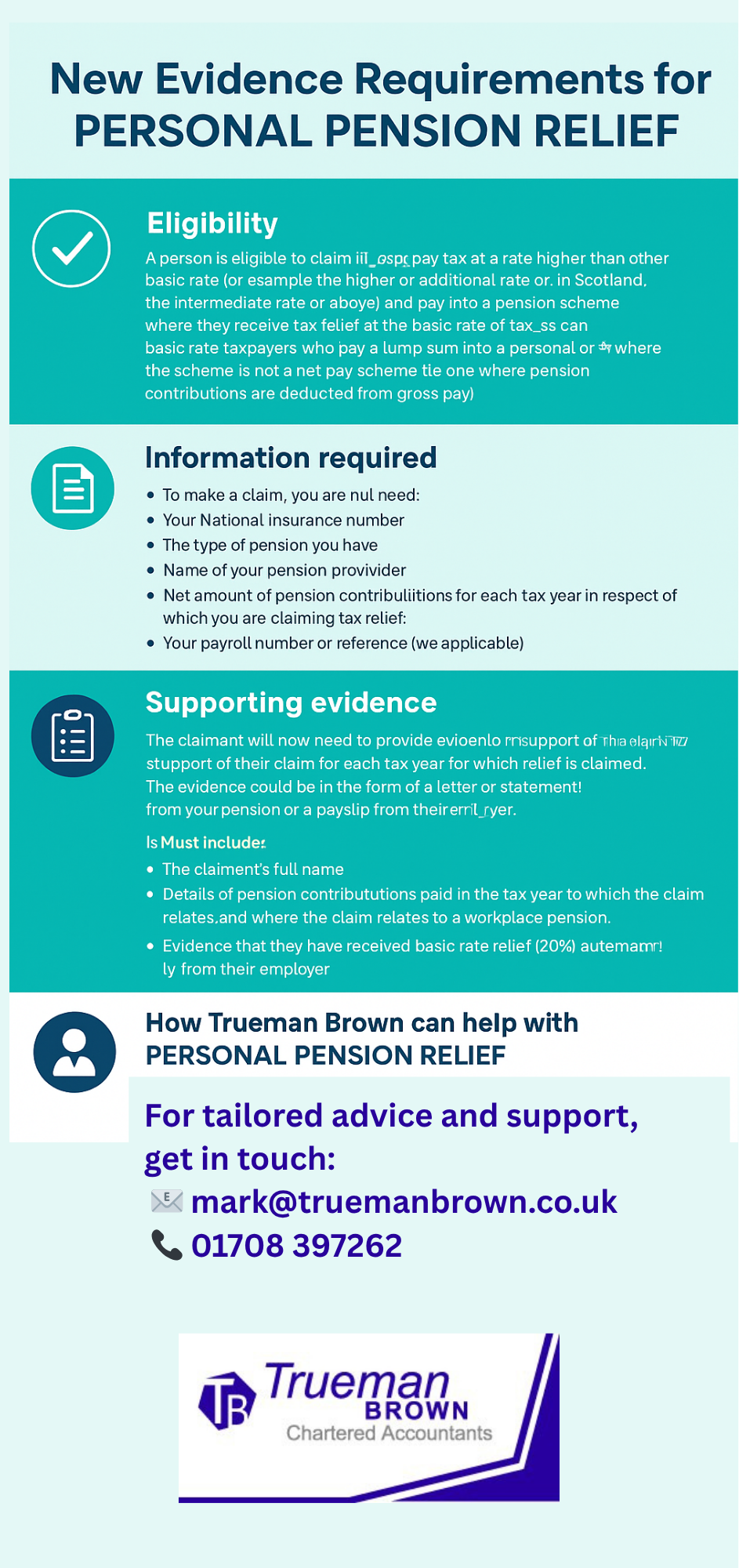 New Evidence Requirements for PERSONAL PENSION RELIEF